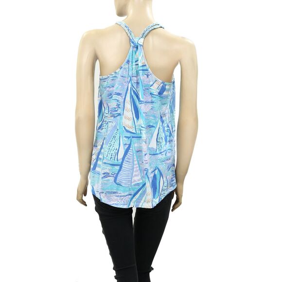 Lilly Pulitzer Aleida Tank Top Racerback Braided Jersey Beach Resort S 270230 - Picture 5 of 7